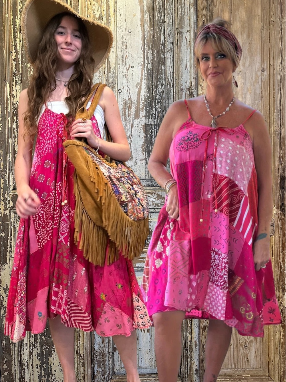 Jaded Gypsy L/XL Magenta Red Patchwork Sundress